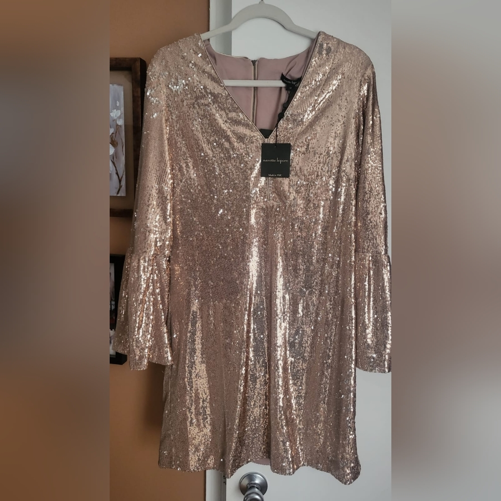 NANETTE LEPORE SESTINA ROSE GOLD DRESS -SIZE 12